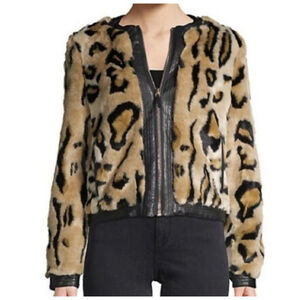 Karl Lagerfeld Animal Print Pea Coat with Black Accents